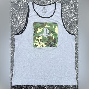 PlayStation Tank Top Size XL Japanese Camo Logo EUC